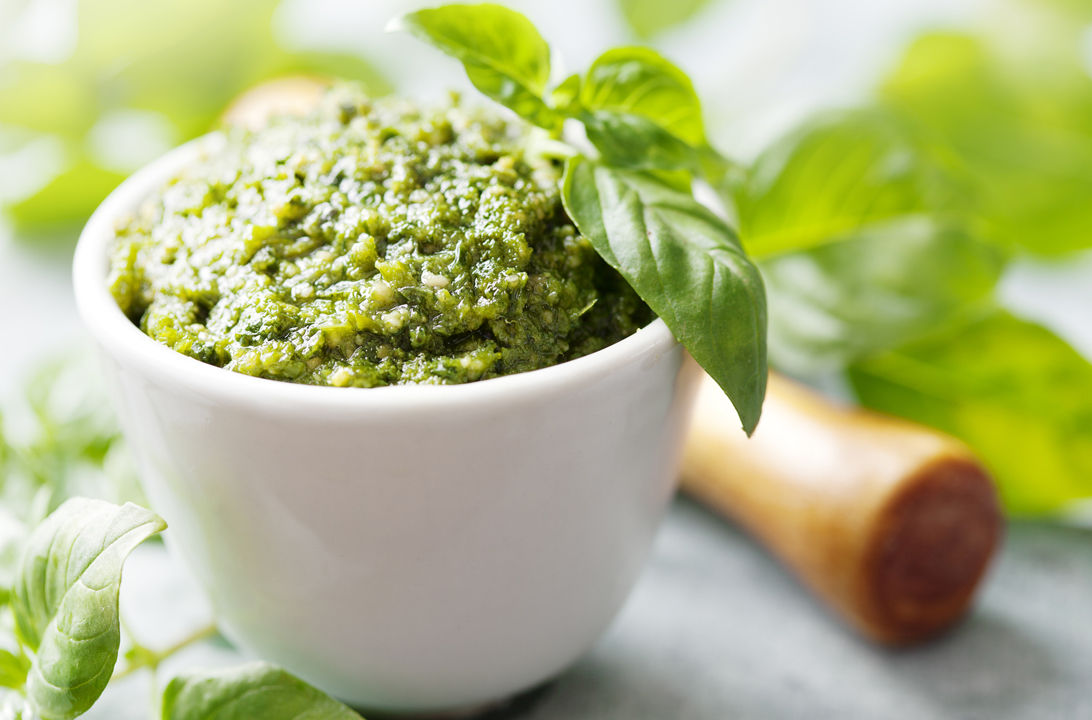 Pesto with olive oil